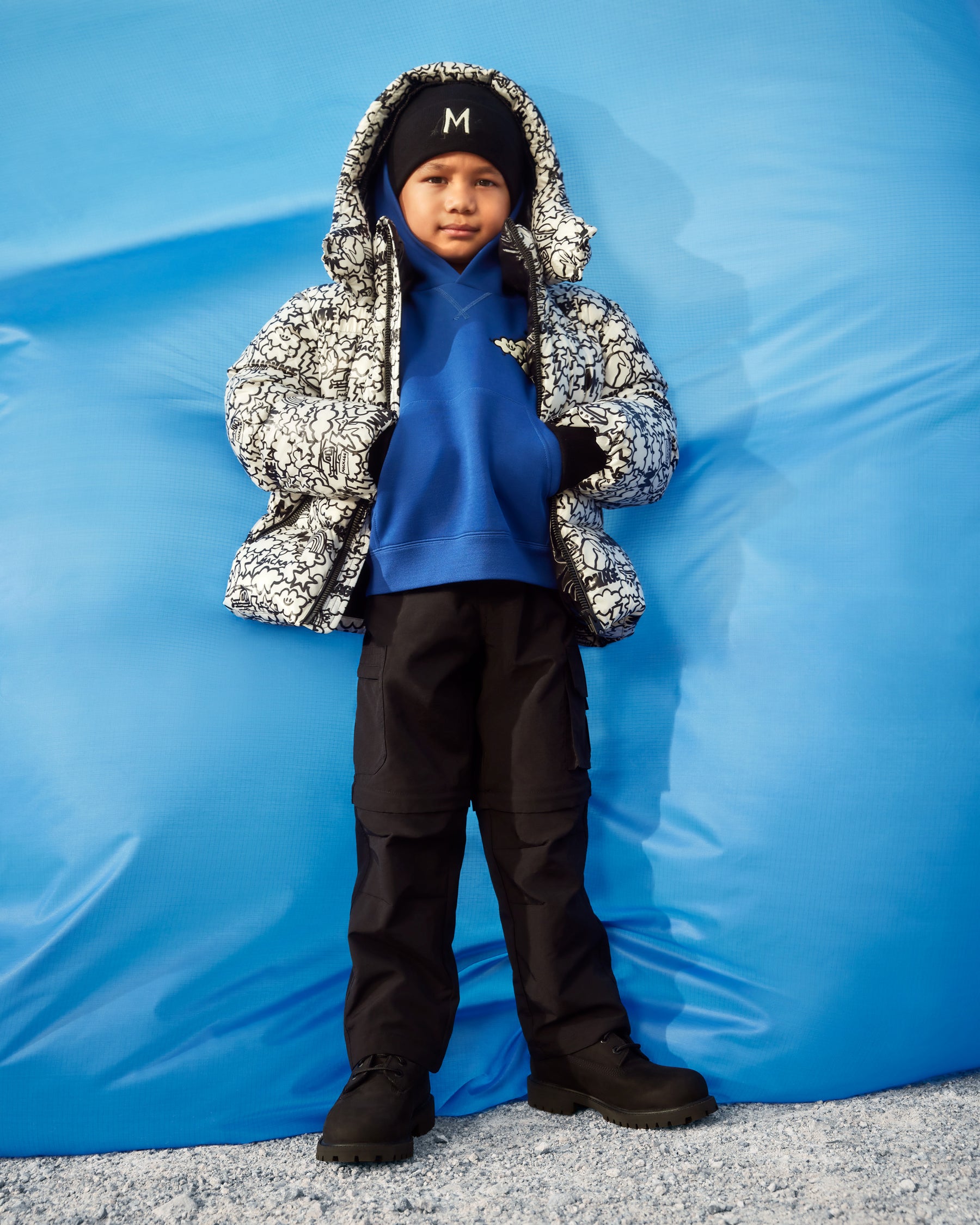 Shop Mackage Little Kid's & Kid's Jesse Monogram Hooded Down Jacket