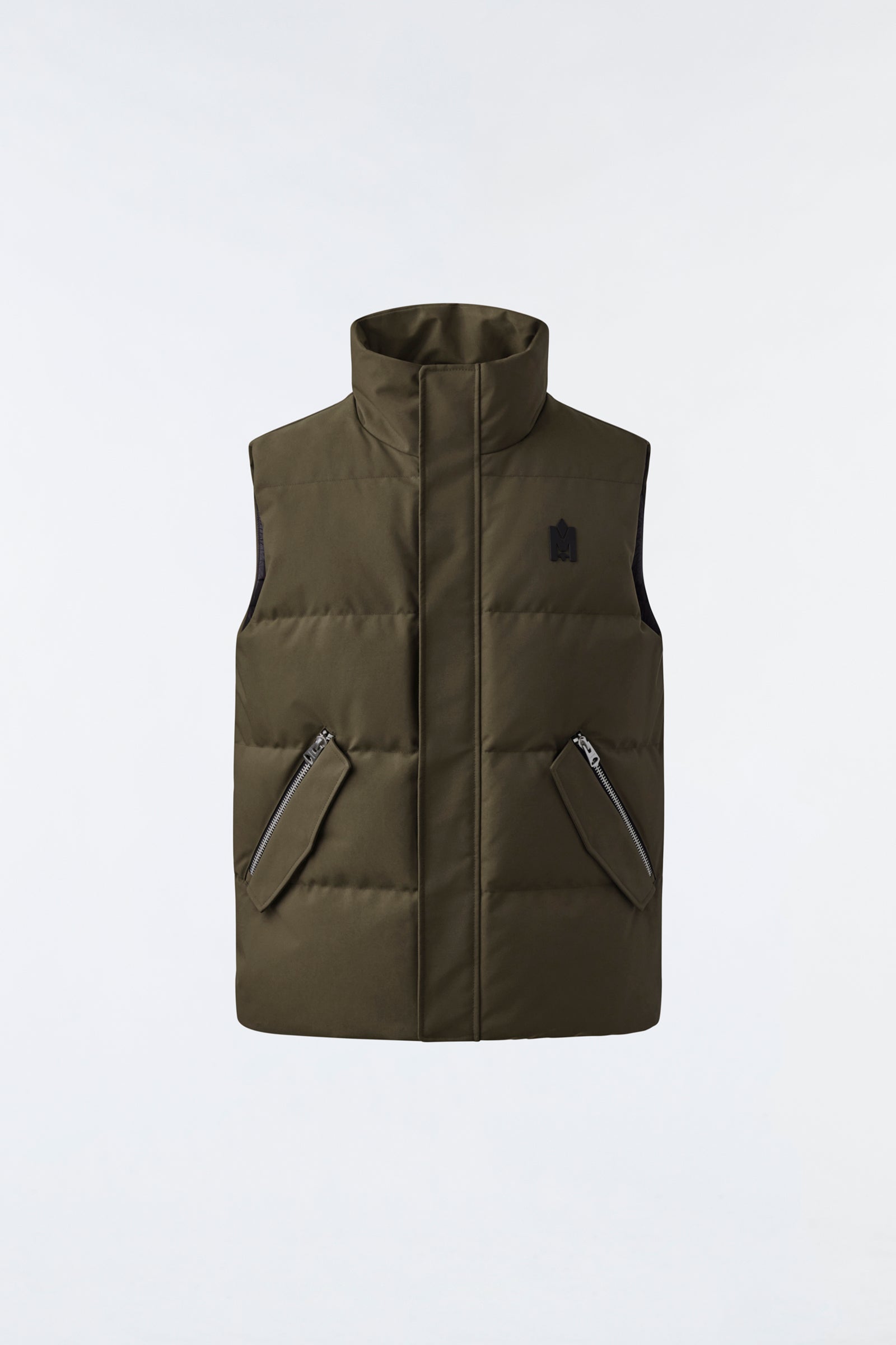 ジャケット・アウター ASKYURSELF MILITARY CANVAS PUFFER VEST M JOSEPH Down vest with funnel collar for Men | Mackage® US