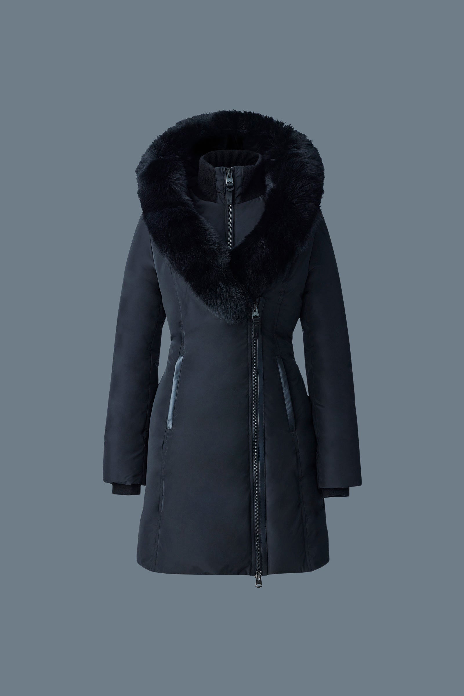 Kay, Down coat with blue fox fur Signature Mackage Collar Kay, Down coat with blue fox fur Signature Mackage Collar