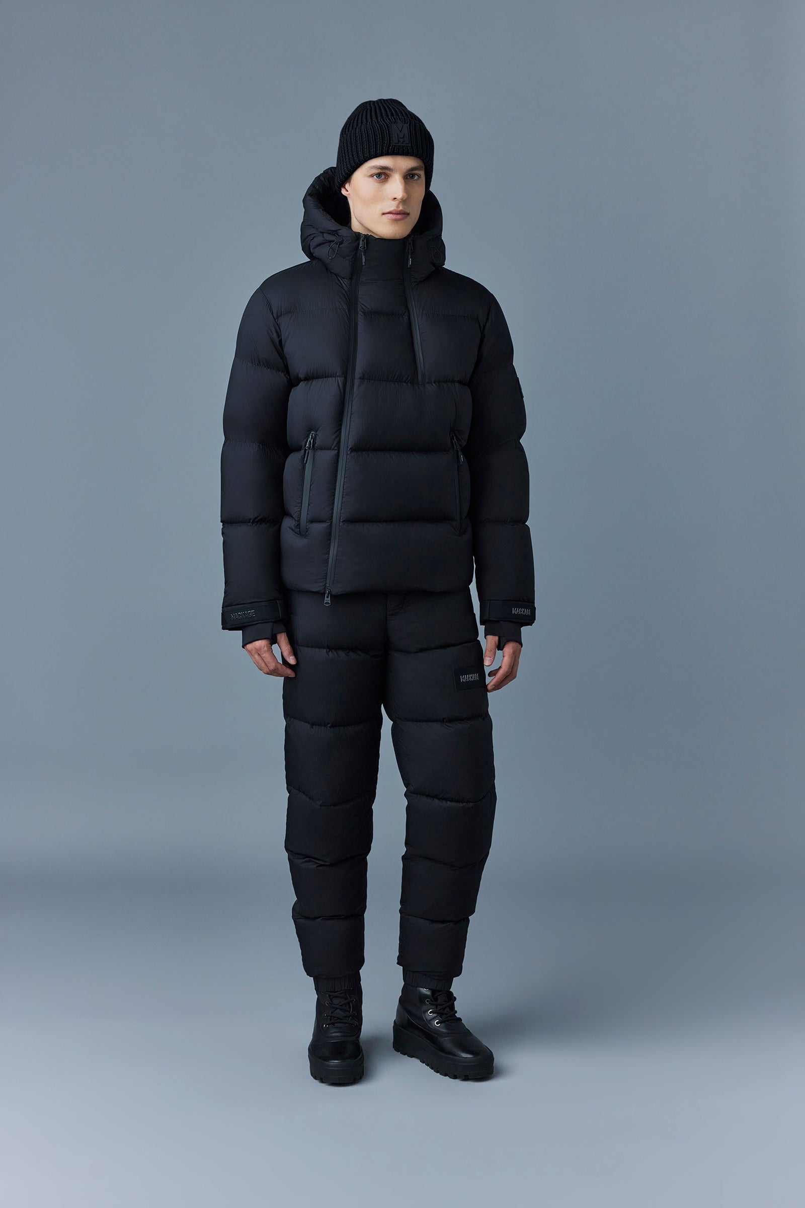 Kenji, Down ski jacket with asymmetrical zip closure for men