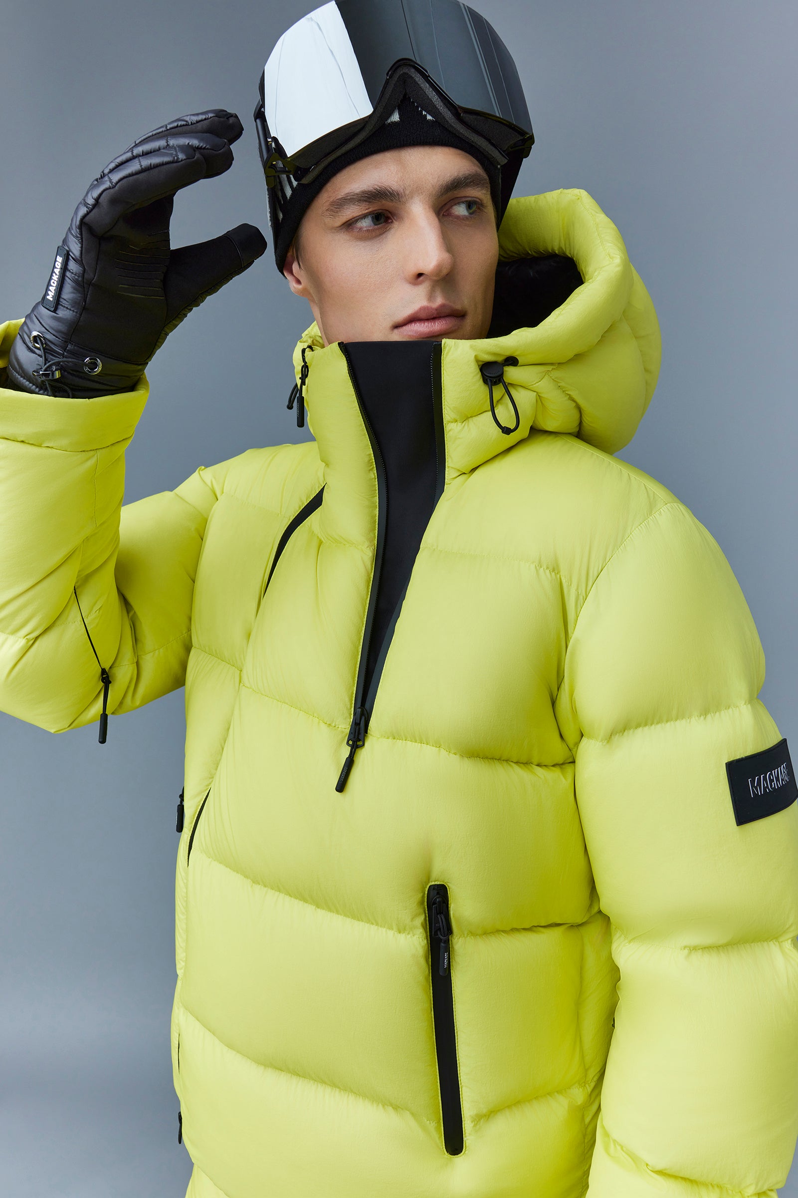 Kenji, Down ski jacket with asymmetrical zip closure for men