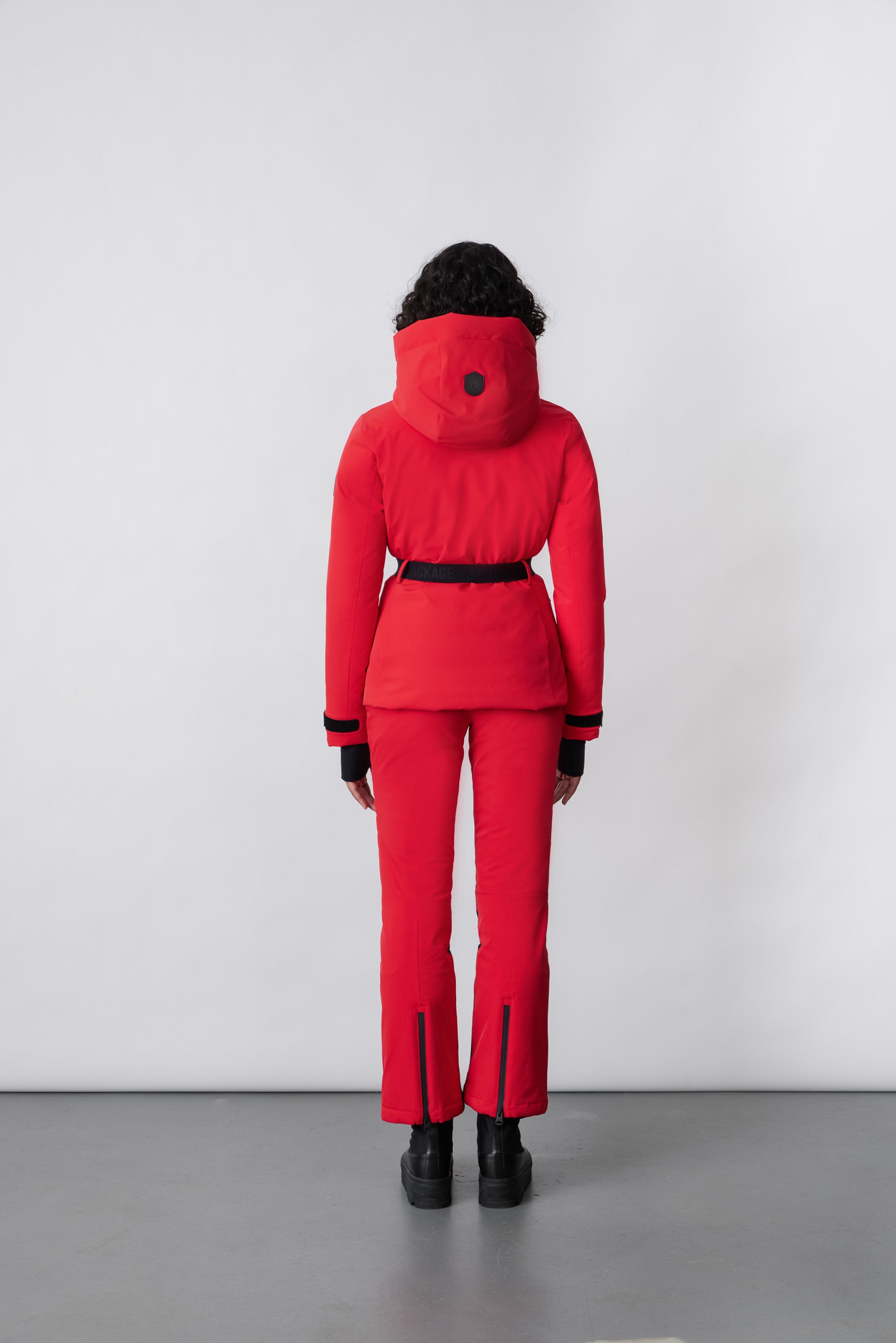 Krystal, Agile-360 belted down ski jacket with hood for