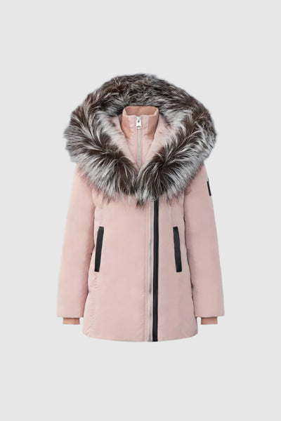 フード取り外しOK♪【MACKAGE】EDWARD ★silver fox fur★ Edward, 2-in-1 down parka with hooded bib and natural fur