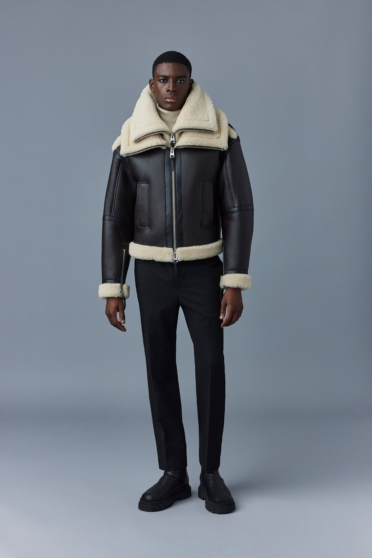 Lotte, Sheepskin jacket with double collar for men | Mackage® US
