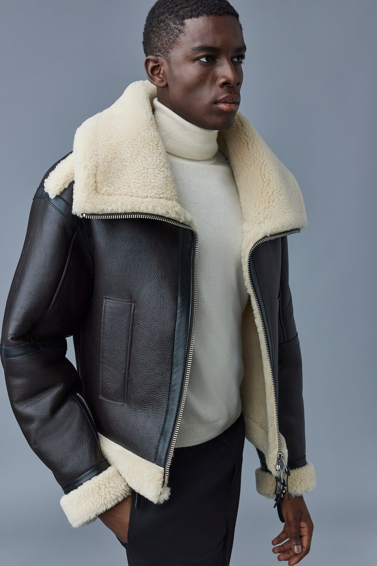 Lotte, Sheepskin jacket with double collar for men | Mackage® US