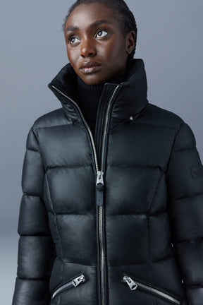 Madalyn, (R) Leather down jacket with hood for ladies | Mackage® US