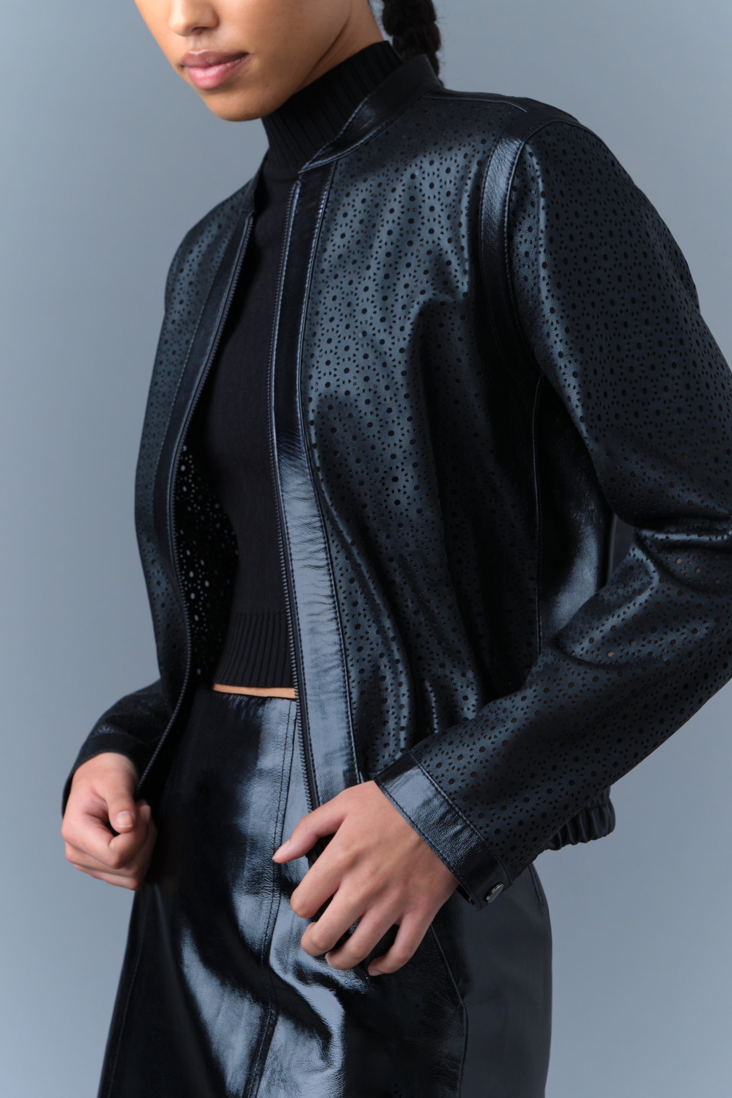 Noelia, Perforated leather bomber jacket | Mackage® US
