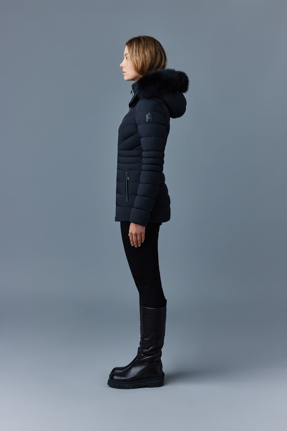 Patsy-BX, Agile 360 down jacket with blue fox fur for ladies