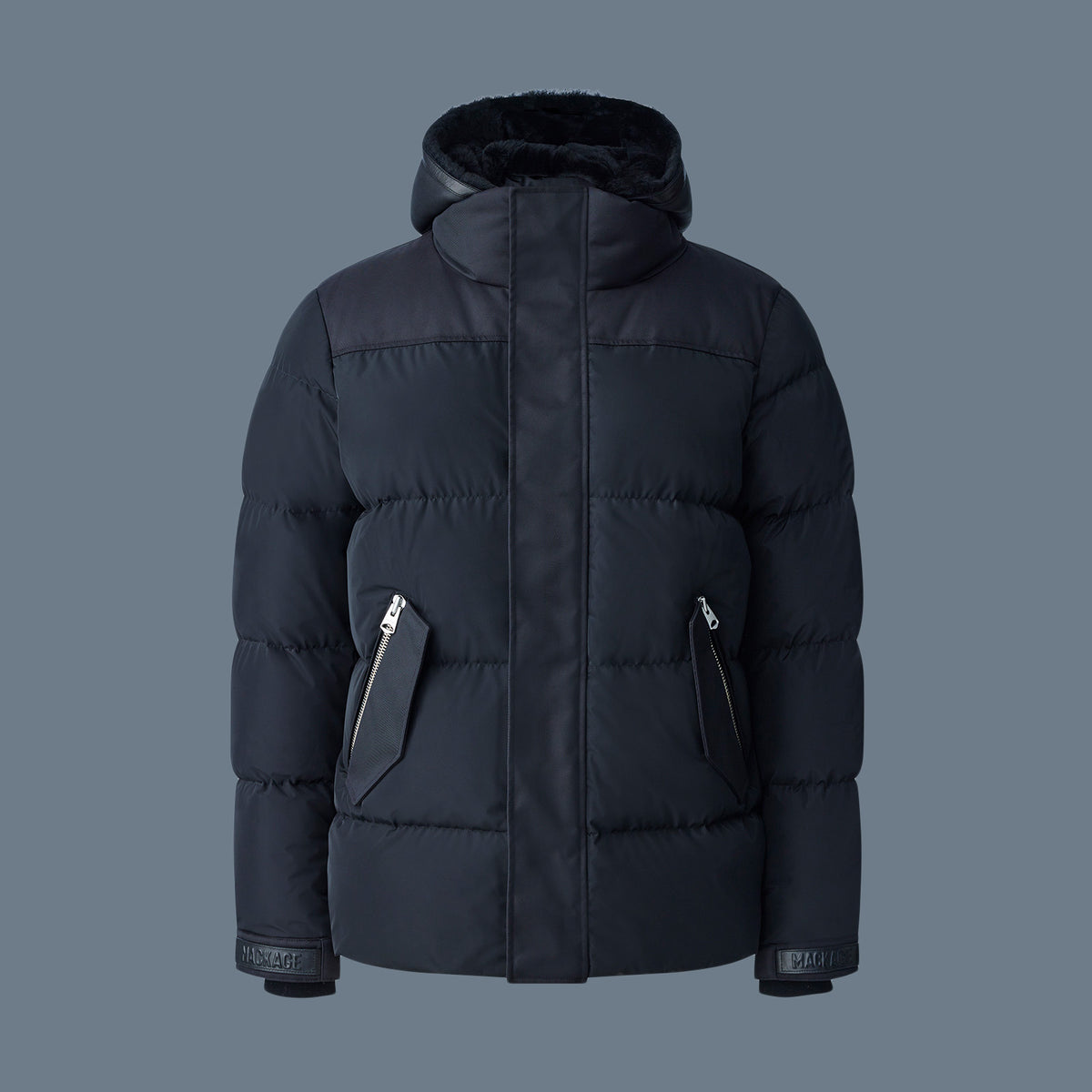 Riley, Classic down jacket with removable shearling bib for men | Mackage®  US