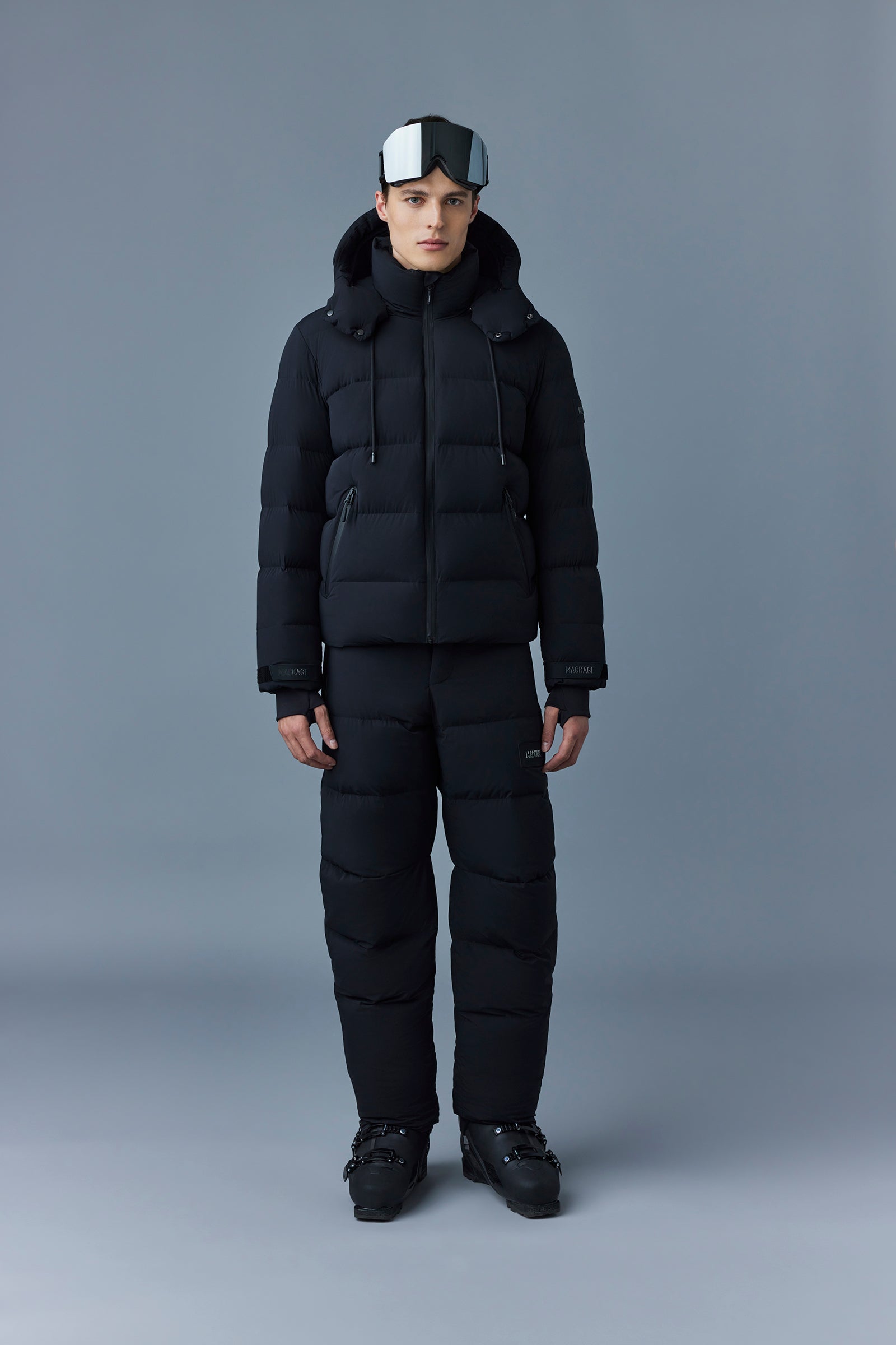 マッカージュ/MACKAGE ジャケット アパレル メンズ SAMUEL SKI/サミュエル スキ 撥水 ダウンジャケット BLACK SAMUELSKI-0001-0001 SAMUEL-SKI Medium Down jacket with hood for Men | Mackage® US