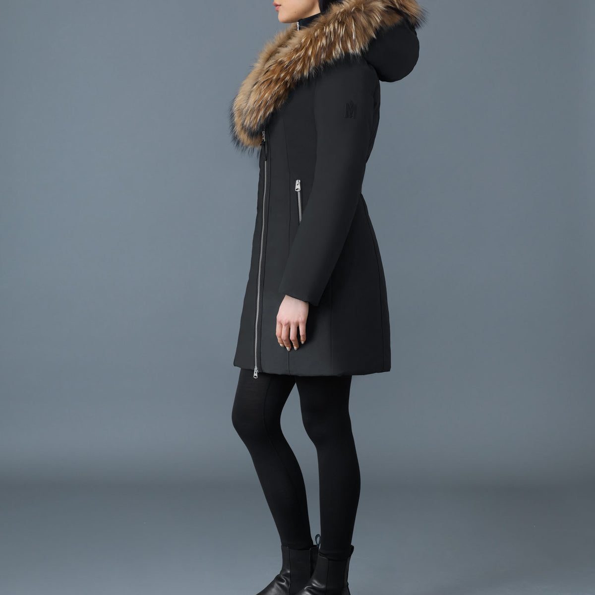 Trish Powder Touch down coat with natural fur Signature Mackage