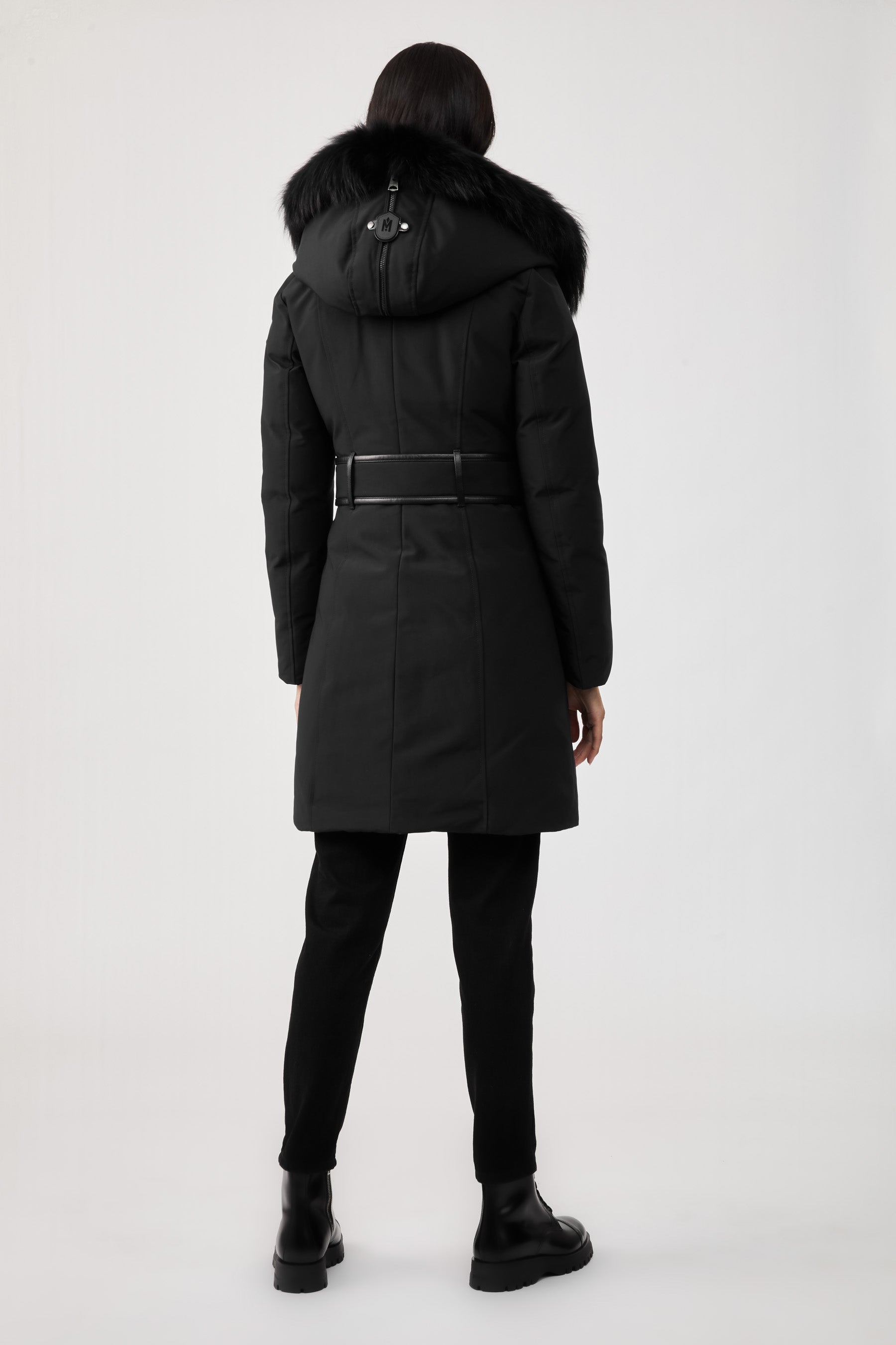 Trish-X, Powder Touch down coat with silver fox fur