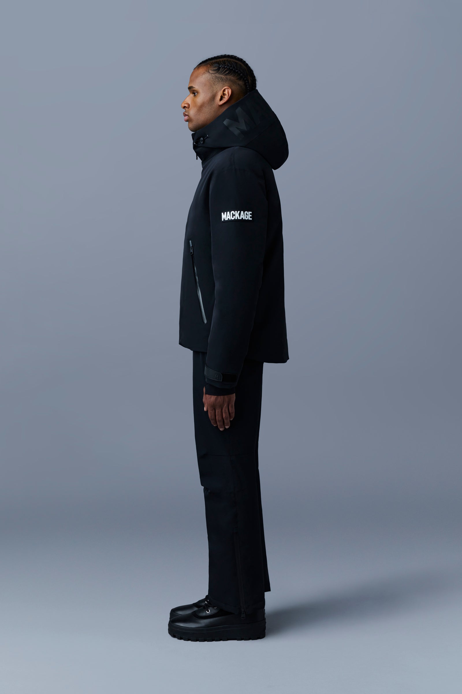 ゆ*う様   Black Down Jacket Yukio, Down ski jacket with hood for men | Mackage® US